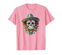 Halloween Sugar Skull Totenkopf Dia De Los Muertos Calavera T-Shirt, Homme, Rose, 3XL