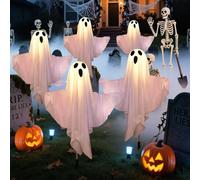 Halloween Suspendu Ghost Ghost éclairé, lumières des fantômes solaires, déclin des décorations fantômes effrayantes, Feux de Chemin d'halloween solaires décorations d'extérieur