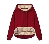 Halloween Sweat à Capuche Femme Veste Polaire Veste épaisse et Chaude Hoodie Sweatshirt Manches Longues Sport Fleece Automne/Hiver Outerwear Sweat Femme Pull Femme Rouge S