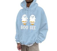 Halloween Sweats Capuche Robustes à pour Hommes ou Femmes 3D Graphique Polaire Pull nouveauté Cool drôle avec Poches Ben Homme(Bleu Clair,XL)