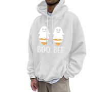 Halloween Sweats Capuche Robustes à pour Hommes ou Femmes 3D Graphique Polaire Pull nouveauté Cool drôle avec Poches Ben Homme(Blanc,XXL)