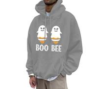 Halloween Sweats Capuche Robustes à pour Hommes ou Femmes 3D Graphique Polaire Pull nouveauté Cool drôle avec Poches Ben Homme(Grey,L)