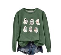 Halloween Sweatshirt Femme Col Rond Pull Chaud avec Graphique Imprimé Halloween Capuche Sweatshirt à Manches Longues Casual Vêtements Chemisier Elegant Tops Sport Hauts Sweatshirts Automne Hiver