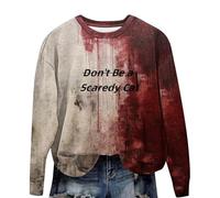 Halloween Sweatshirt Femme Sweat sans Capuche - Pull Col Rond Sanglant Longue Imprimé éClaboussures De San DrôLes Bloody Horreur Pullover Blood Cadeau Casual Mode