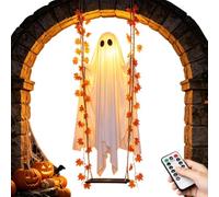 Halloween Swinging Ghost Hanging Decorations Outdoor, with String Lights