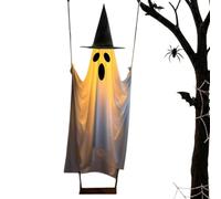 Halloween Swinging Ghost | Swinging Light Up Ghost Props with Witch Hat |