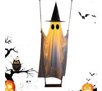 Halloween Swinging Ghost | Swinging Light Up Ghost Props with Witch Hat |