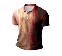 Halloween T-Shirts Décontractés pour Hommes Chemise décontractée à col du Cou et Manches Raglan Homme, Motif, thème Halloween, Grande Taille, boutonné, imprimé Festif Pack Homme(Rouge,5XL)