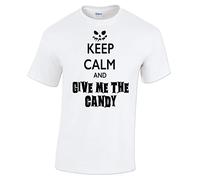 Halloween T T-Shirts à Manches Courtes Keep Calm and Give Me The Candy Slogan Carry on Parody Mens Womens Ladies Unisex(Small)
