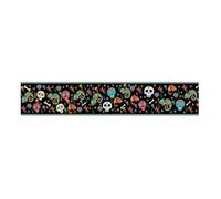 Halloween Table Cloth, Day of The Dead Runner, Skull Pattern Fabric Accent, Foldable Cotton Blend Material, Skull Decor for Tabletop Display, Indoor, Photoshoot, Dining Setup, Soft Color