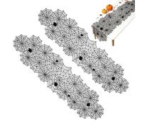 Halloween Table Runner - 2 Pieces Black Lace Spider Web Party Centerpieces