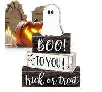 Halloween Table Sign, Wooden Ghost Decor, Holiday Display Accent for Mantle, Rustic Party Ornament, Cute Seasonal Decoration, Indoor Shelf Home Farmhouse Tabletop Fireplace Autumn Theme, 1.38x8.66 in