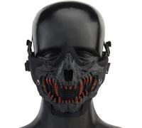 Halloween Tactique Pliable Maille Crâne Masque, Demi-Visage Crâne Horreur Masque Mascarade Cosplay, BK01, 15.5 x 13.5 x 8.5 cm