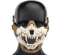 Halloween Tactique Pliable Maille Crâne Masque, Demi-Visage Crâne Horreur Masque Mascarade Cosplay, TAN02, 15.5 x 13.5 x 8.5 cm