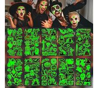 Halloween Tatouages, 118 Pièces 10 Feuilles Fluorescent Tatouage Halloween Pour Visage, Accessoires Halloween Adulte & Enfant, pour Halloween Carnaval Cosplay Costume Maquillage Fête Kaempe