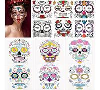 Halloween Tatouages Temporaires pour Visage, EBANKU 12PCS Fluorescence Halloween Tatouages temporaires Horrible Maquillage d'carnavle Temporaires Pour Homme Femme Halloween Maquillage