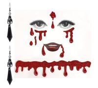 Halloween Tattoo Gesicht, Boucle d'oreille Gothic, pour Halloween et Fêtes | 2PCS, Tatouage pour Visage Vampire, Boucles d'oreilles Halloween pour les Fêtes de Carnaval et les Spectacles à Thème