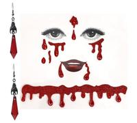 Halloween Tattoo Gesicht, Boucle d'oreille Gothic, pour Halloween et Fêtes | 2PCS, Tatouage pour Visage Vampire, Boucles d'oreilles Halloween pour les Fêtes de Carnaval et les Spectacles à Thème