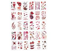 Halloween Tattoos Tattoos Blood Wound Saiding Scarre pour Halloween, Maquillage de zombie, costume de cosplay de fête, a l'air réel sur le visage et le corps, les décalcomanies Face Prank Zombies Par