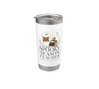 Halloween Teacher Spooky Ghost Book Lover Leçon Plan Design Gobelet isotherme en acier inoxydable double paroi