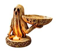 Halloween Tealight Holder Horror Ghost Shape Desk Decor with Tray
