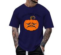 Halloween Tee Short Papa Citrouille de deuil| Manteau d imprimé géant pour Hommes/Femmes, t-Shirt Adultes Shirt Homme Original(Bleu,M)