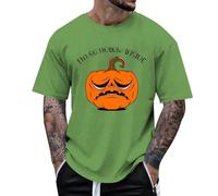 Halloween Tee Short Papa Citrouille de deuil| Manteau d imprimé géant pour Hommes/Femmes, t-Shirt Adultes Shirt Homme Original(Vert,M)
