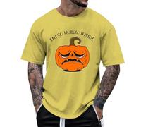 Halloween Tee Short Papa Citrouille de deuil| Manteau d imprimé géant pour Hommes/Femmes, t-Shirt Adultes Shirt Homme Original(Jaune,XL)