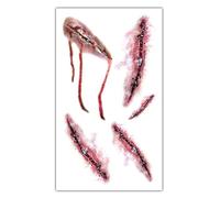 Halloween temporaire - Autocollant effrayant pour Halloween avec tête de mort | Stickers de décoration de fête | cicatrices temporaires plaies sang accessoires de farce pour cosplay d'horreur