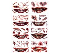 Halloween Temporary Face Tattoos - Realistic Vampire Wound and Fake Blood Stickers; Suitable for Halloween Parties, Cosplay, and Costume Makeup