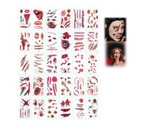 Halloween Temporary Tattoo Stickers, Fake Scars, Masquerade Face Decoration, Halloween Makeup Tattoos Stickers Family Kit, For Women's & Men's - Decor & Party Supplies (Style-R1)