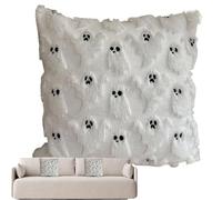 Halloween Throw Pillow Covers, Ghost Cushion Cases, 3D Embroidery Detailing, Soft Plush Fabric, 18x18 Inch Size, Perfect for Couch, Bedroom, Living Room, Sofa, Kitchen, Fall and Christmas Decor