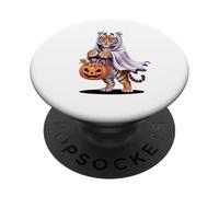 Halloween Tigre Fantôme Citrouille Farce Ou Friandise PopSockets PopGrip Adhésif