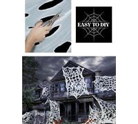 Halloween Toile d'araignée Décoration Effets créatifs d'épouvante Fantômes de maison Thème Transformation effrayante Blanc Décor Pour les fêtes Jardin, Couleur : Gris