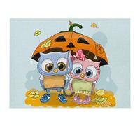 Halloween Toile Daraignée Décoration Set de Table en Lin Coton Napperon, Morbuy 2PCS Lavables Personnalité Chouette Motif Placemats pour Dîner Cuisine Salle à Manger (42 * 32 cm,Parapluie)