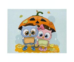 Halloween Toile Daraignée Décoration Set de Table en Lin Coton Napperon, Morbuy 2PCS Lavables Personnalité Chouette Motif Placemats pour Dîner Cuisine Salle à Manger (42 * 32 cm,Parapluie)