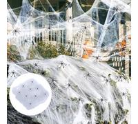 Halloween Toile D'araignée Halloweens Decoration Exterieur 100g Blanc Extensibles Toiles D'araignée avec 60 Fausses Araignées, pour Exterieur Halloween Décorations de Fête, Deco Table Halloweens