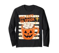 Halloween Too Cozy to Spook Retro Hot Cocoa Pumpkin Lover Manche Longue