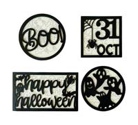 Halloween Tray Decor - Wood Bat Spider 4pc Tiered Display | Tabletop Orname