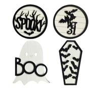 Halloween Tray Decor - Wood Bat Spider 4pc Tiered Display | Tabletop Orname