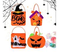 Halloween Treat Bags | Lot de 4 sacs à goûter en forme de Ghost Bat Witch Hat | Mignon en fait un must pour le seau en feutre Goodie Candy Chocolate Container Fête faveurs pour les tours
