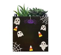 Halloween Treat Boxes - 16x17.7x17.7cm Wooden Square Candy Holders, Party Containers, Festive Holiday Accent | Classroom Home Family Gathering Kids Adults Halloween Distribution