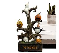 Halloween Tree Statue - 8.9x4.72x3,15 Pouces en résine Décoration pour Spooky, Accessoire de scène Uniques avec éclairage LED pour, Adultes, Amis et la Famille, Ornement d