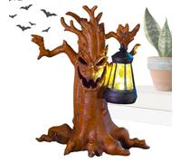 Halloween Tree Statue with Solar Light - 22cm Spooky Resin Tree Ghost Outdoor Decoration for Garden Lawn Yard Pathway Patio Haunted House Halloween Party Lighting Ornament