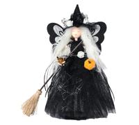 Halloween Tree Topper - Cloth Organza Witch Decor Broom-Holding