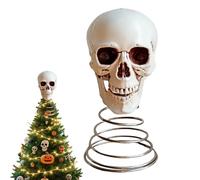 Halloween Tree Topper, Scary Skull Topper, Festive Gothic Treetop Decor, Creepy Holiday Decoration, Spooky Black Plant Ornament for Bedroom Cafe Hotel Party Display 7.48x3.82x4.13 inches