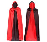 Halloween Vampire Cape, 120 CM Cape Halloween, Cape Vampire Enfant, Unisexe Noir Rouge Réversible Cape, Cape à Capuchon, Vampire Cape, Vampire Deguisement pour Bal Masqué Halloween Carnaval Cosplay