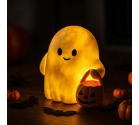 Halloween Veilleuse Citrouille FantôMe, Led DéCorations D'Halloween,Mignon Statue FantôMe Luminescence, Ornements De Statues FantôMes En Pumpkin, Pour Halloween DéCoration De Table De FêTe (A)