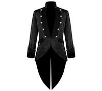 Halloween Veste Homme Mens Male Slim Medieval Retro Punk Jacket Cosplay Costume Gold Edge Coat Gothic Tailcoat Tuxedo Coats Cher(Le noir,L)