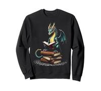 Halloween Vibes Fantasy Dragon lisant Un ver de bibliothèque enchanté Sweatshirt